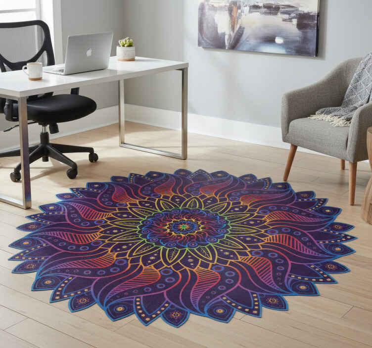 Tapete vinílico geométricas mandala arco-íris - TenStickers