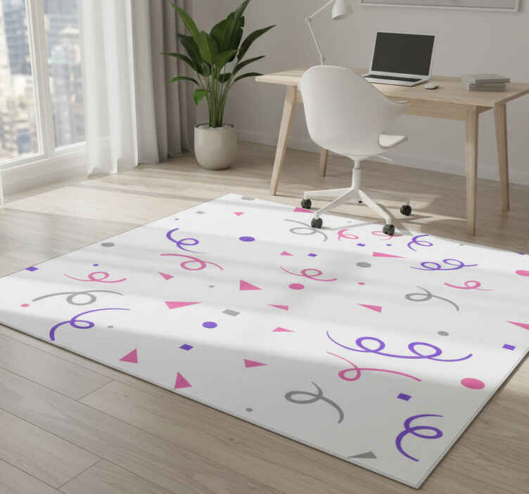 Tapete vinílico geométricas confete cinza, rosa e roxo - TenStickers