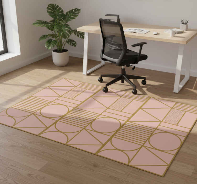 Tapete vinílico geométricas em blocos dourados e rosas - TenStickers