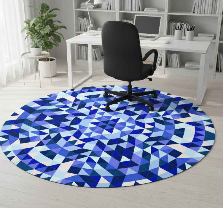 Tapete vinílico geométricas padrão azul circular - TenStickers