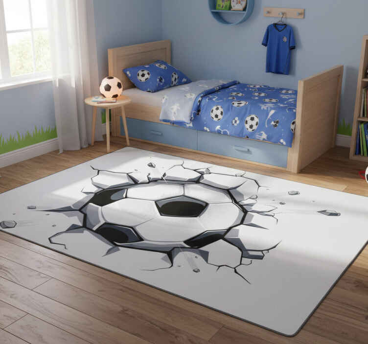 Alfombra vinílica infantil balón de fútbol 3d - TenVinilo