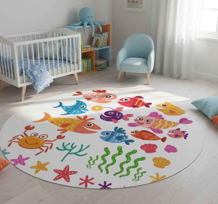 Çocukta pvc halı renkli bebek balıkları - TenStickers