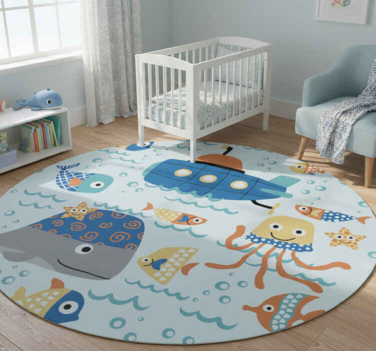 Kids vinyl rug with marine patterns - TenStickers