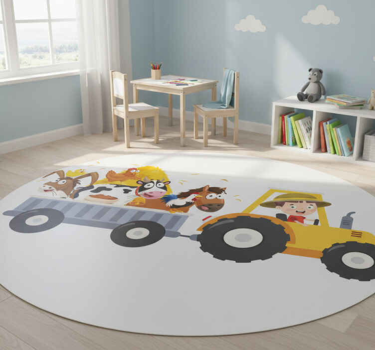 Kids vinyl rug little farmer and animals - TenStickers