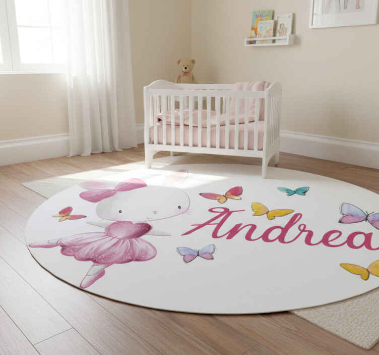 Kids vinyl rug of a girl dancing ballet with butterflies - TenStickers
