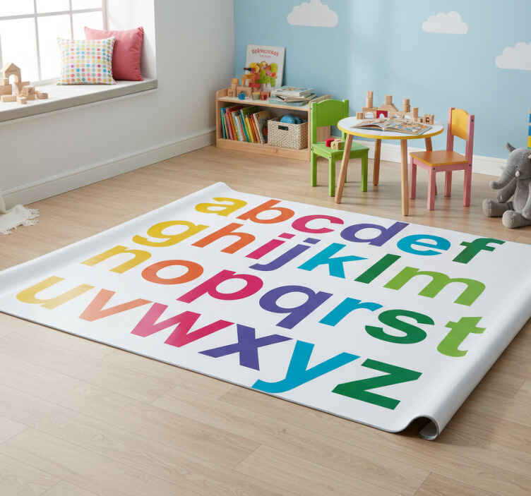 Detský vinylový koberec minimalistická farebná abeceda - Tenstickers