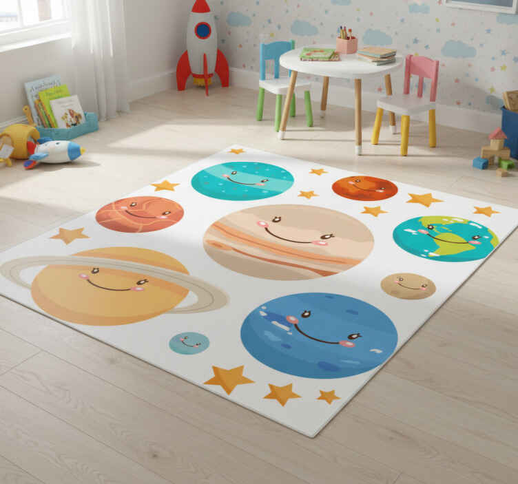 Alfombra vinílica infantil sticker planetas sistema solar - TenVinilo