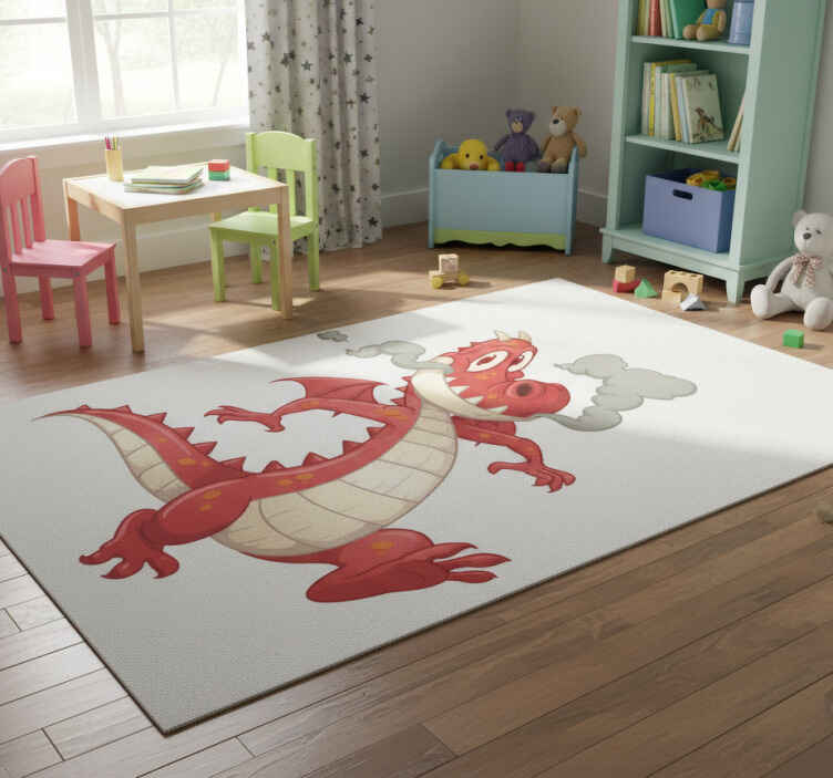 Tappeto vinile per bambini drago rosso - TenStickers