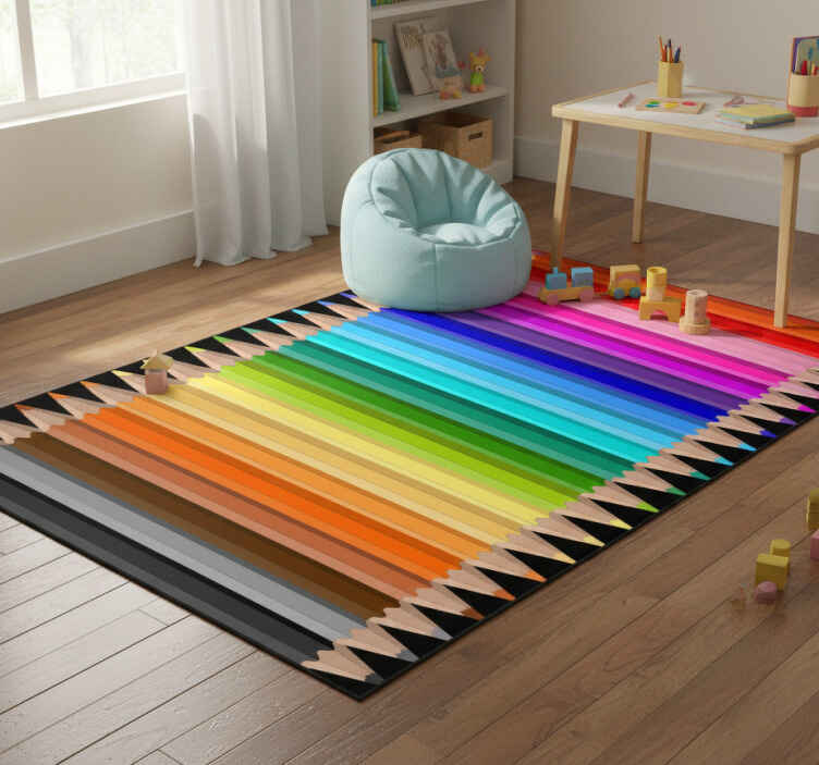 Kids vinyl rug with color pencil skirting edge - TenStickers