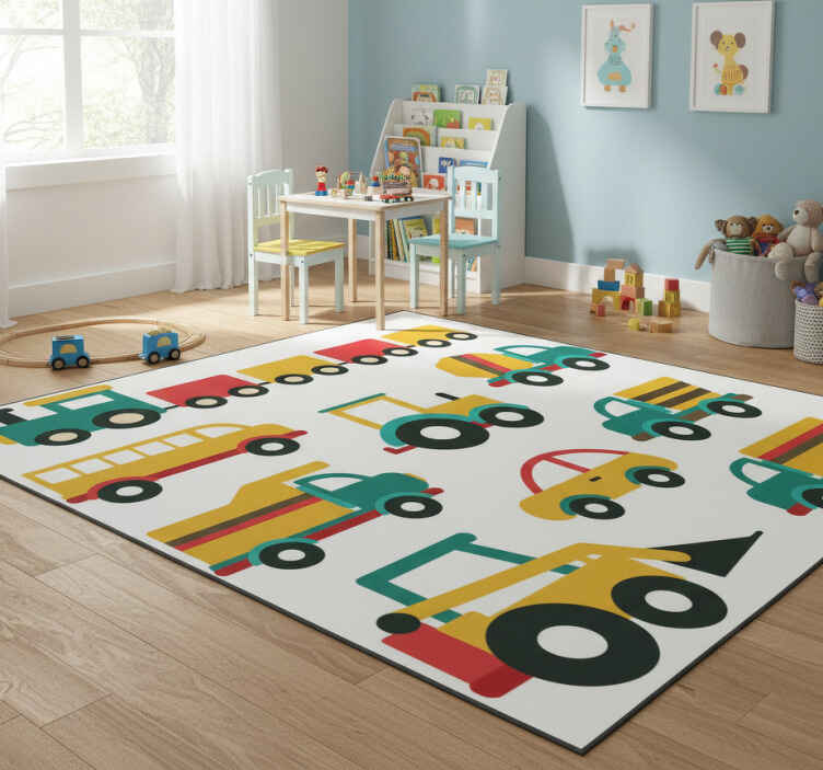 Colorful vehicles kids vinyl rug - TenStickers
