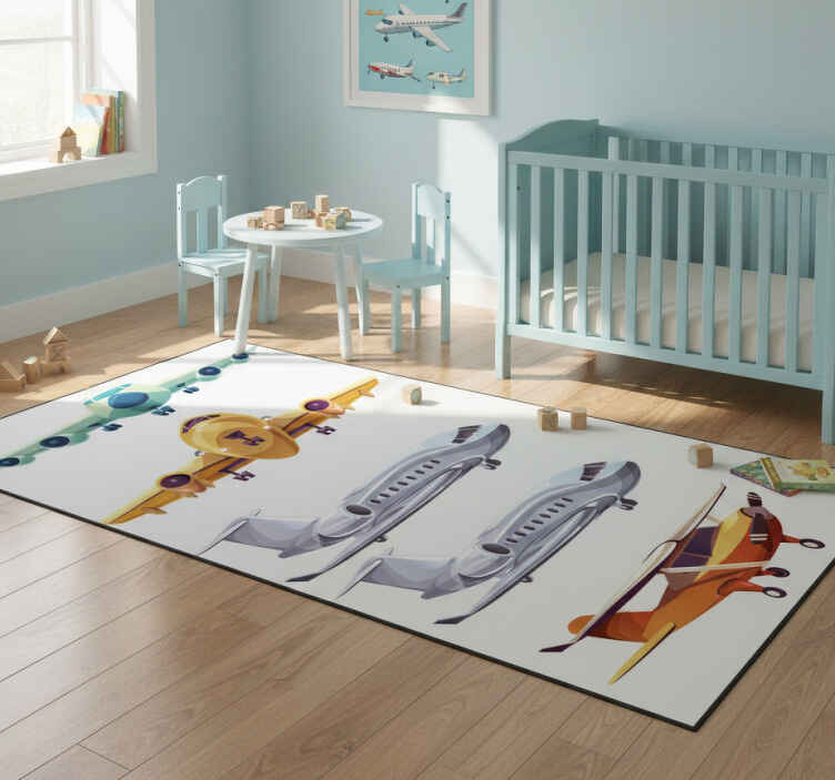 Kids vinyl rug front airplane pack - TenStickers