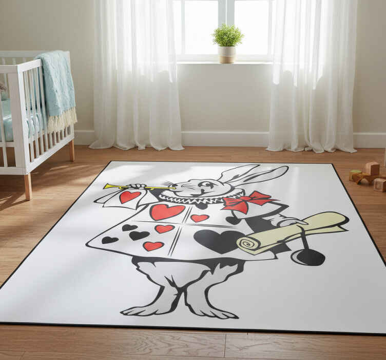 Çocukta pvc halı wonderland tavşanı - TenStickers