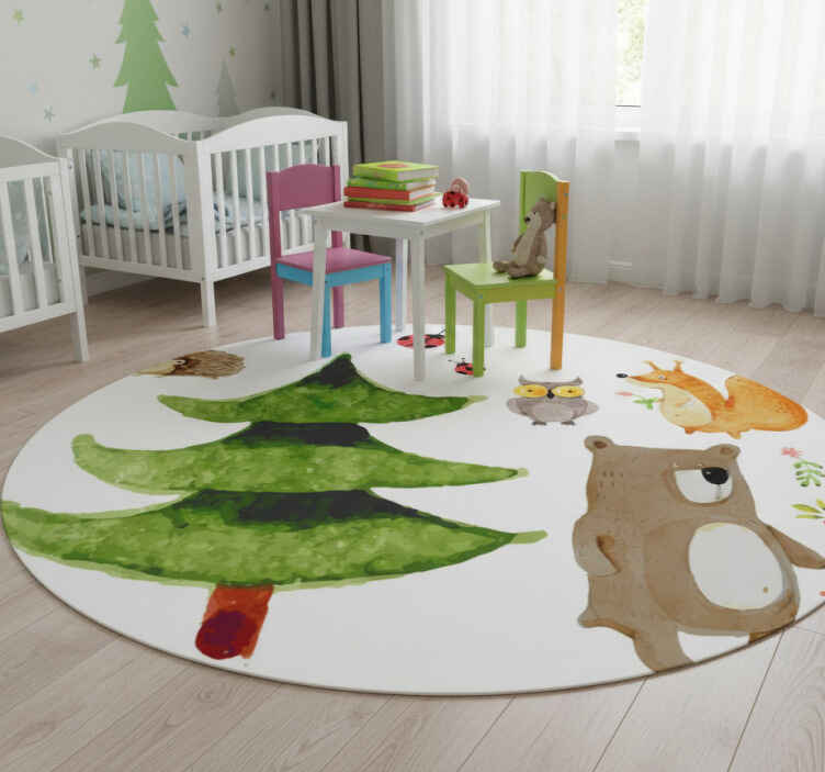 Kids vinyl rug wild forest animals design - TenStickers