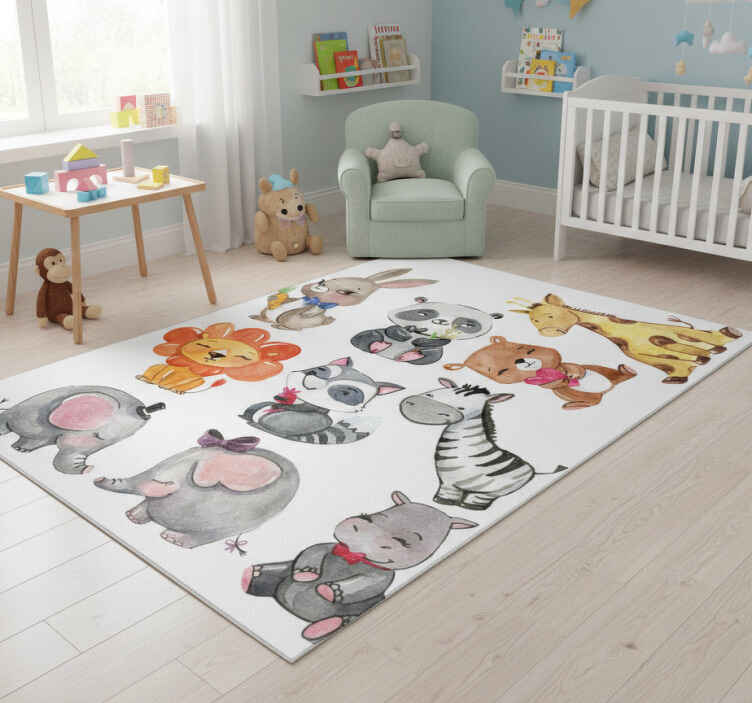 Kids vinyl rug jungle animal stickers sheet - TenStickers