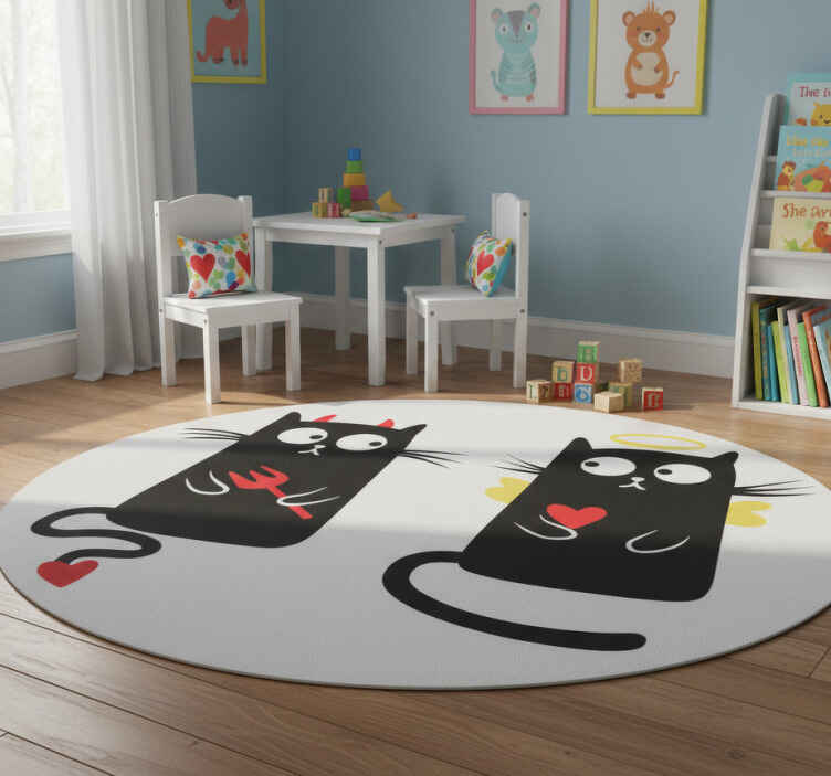 Çocukta pvc halı iyi ve kötü kedi - TenStickers