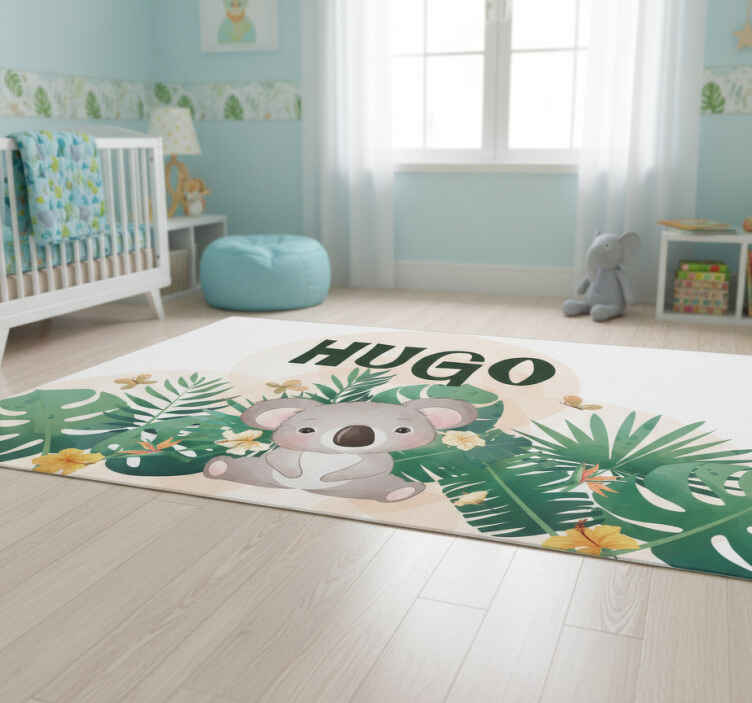 Kids vinyl rug cute koala for boy with name - TenStickers