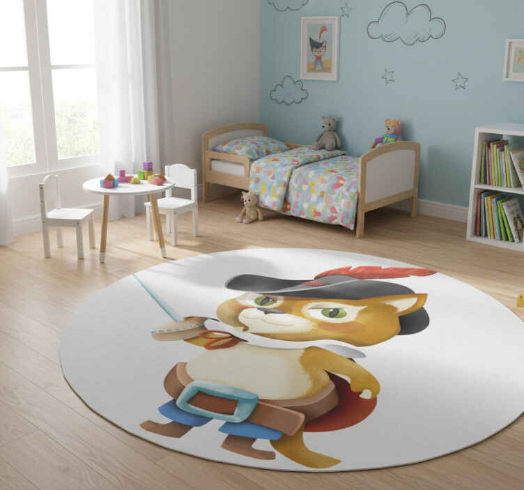 Kids vinyl rug puss in boots - TenStickers
