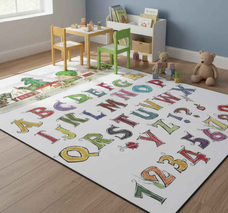 Kids vinyl rug colorful alphabet and numbers - TenStickers
