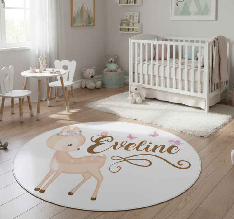 Kids vinyl rug personalised deer sticker - TenStickers