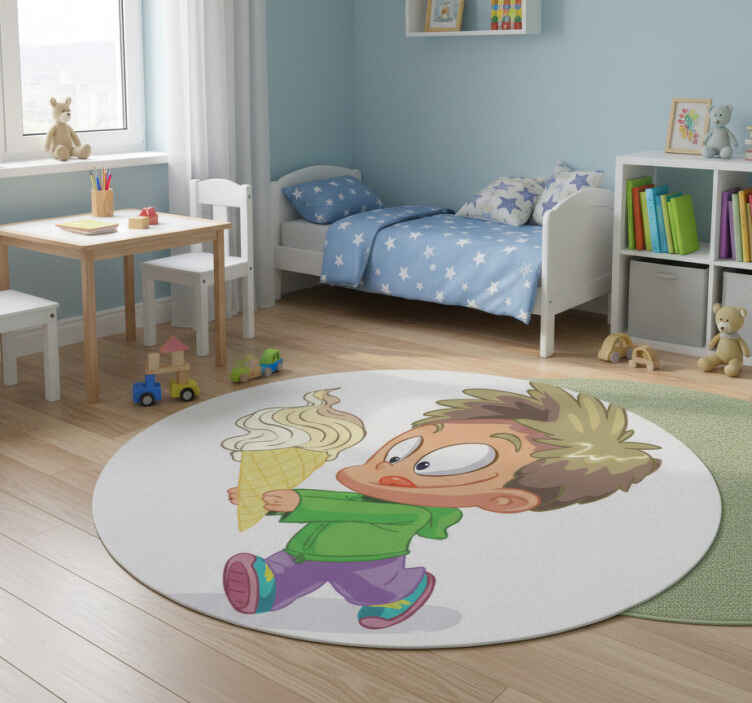Alfombra vinílica infantil niño con corneta - TenVinilo