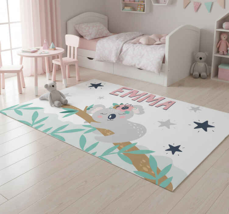 Kids vinyl rug cute koala personalized for girl - TenStickers