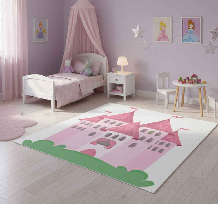 Alfombra vinílica infantil castillo rosa - TenVinilo