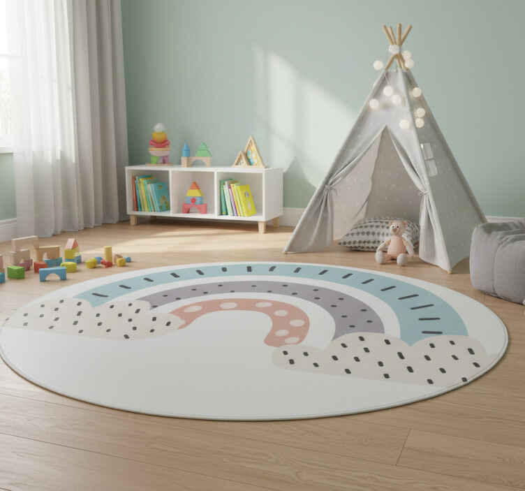 Kids vinyl rug in tricolor nordic rainbow - TenStickers