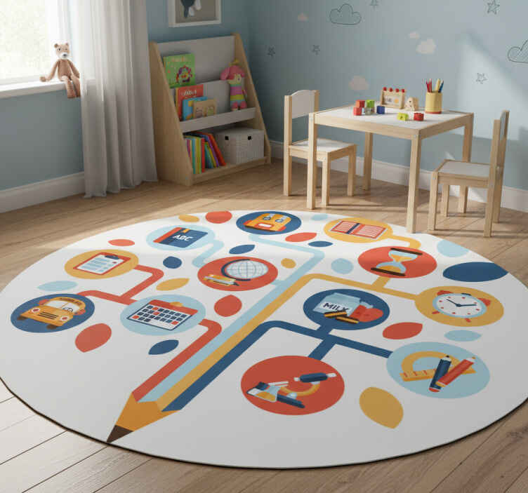 Alfombra vinílica infantil árbol de ciencias - TenVinilo