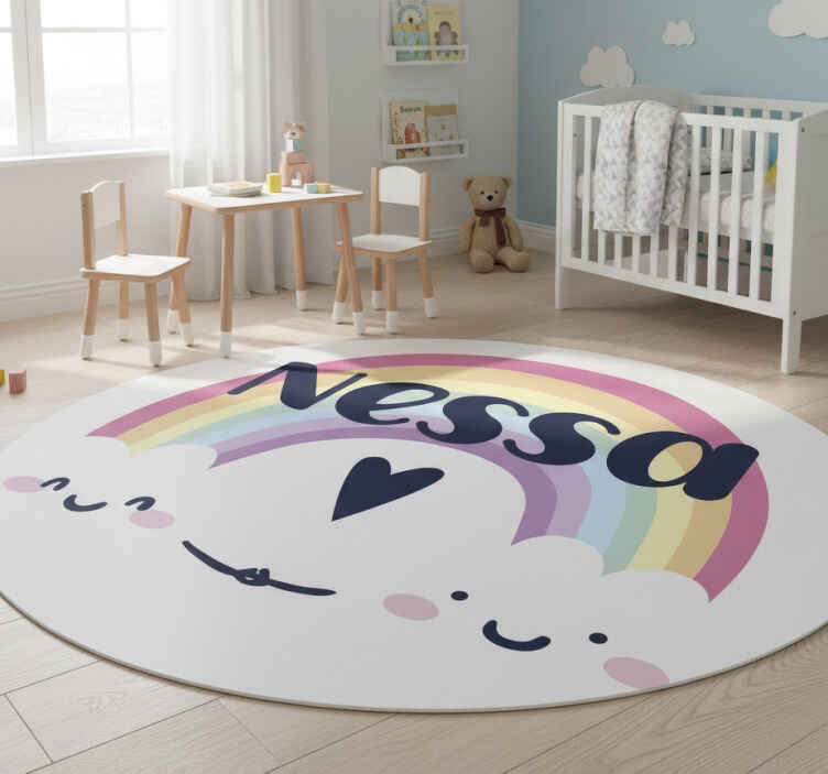 Personalized rainbow kids vinyl rug - TenStickers