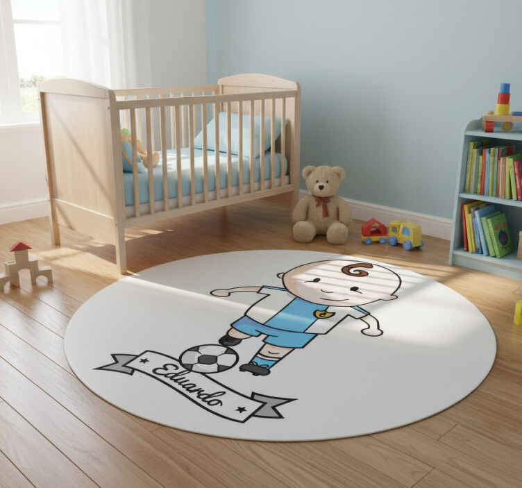Kids vinyl rug football player personalized - TenStickers