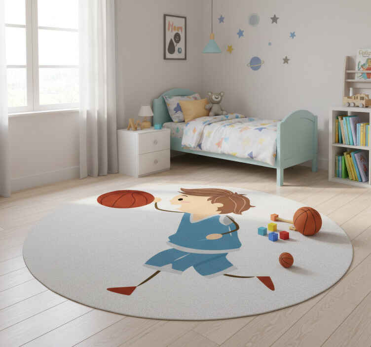 Alfombra vinílica infantil niño baloncesto - TenVinilo