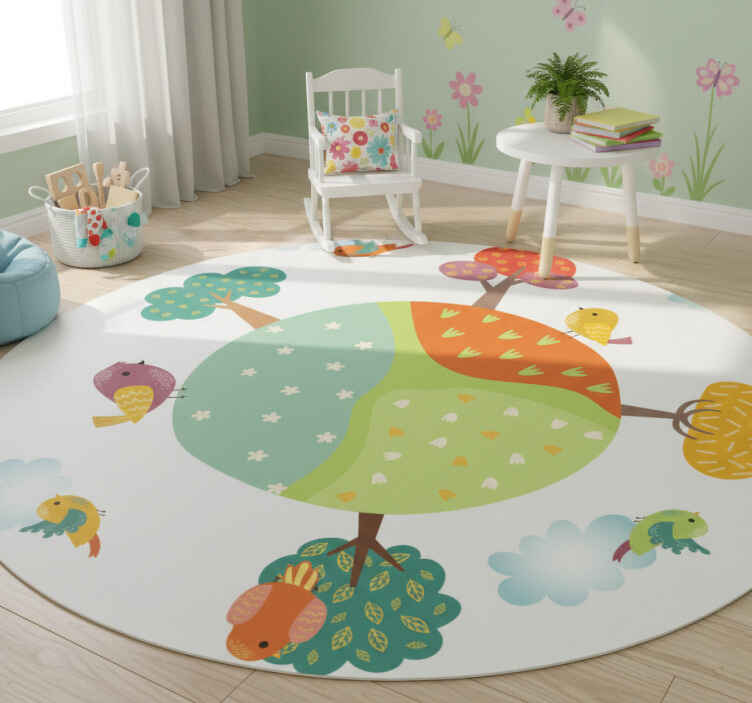 Vinyl teppich kinderzimmer mit tieren im kreis - TenStickers