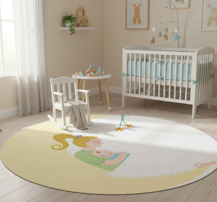 Tapis vinyle pour enfants maman et bébé sur la lune - TenStickers