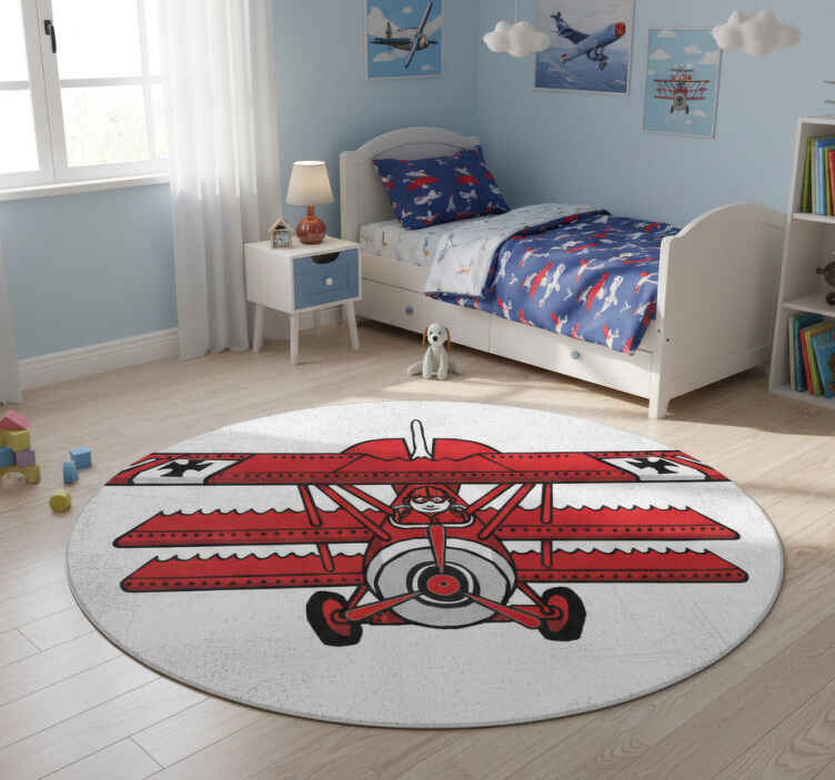 Alfombra vinílica infantil barón rojo cómic - TenVinilo