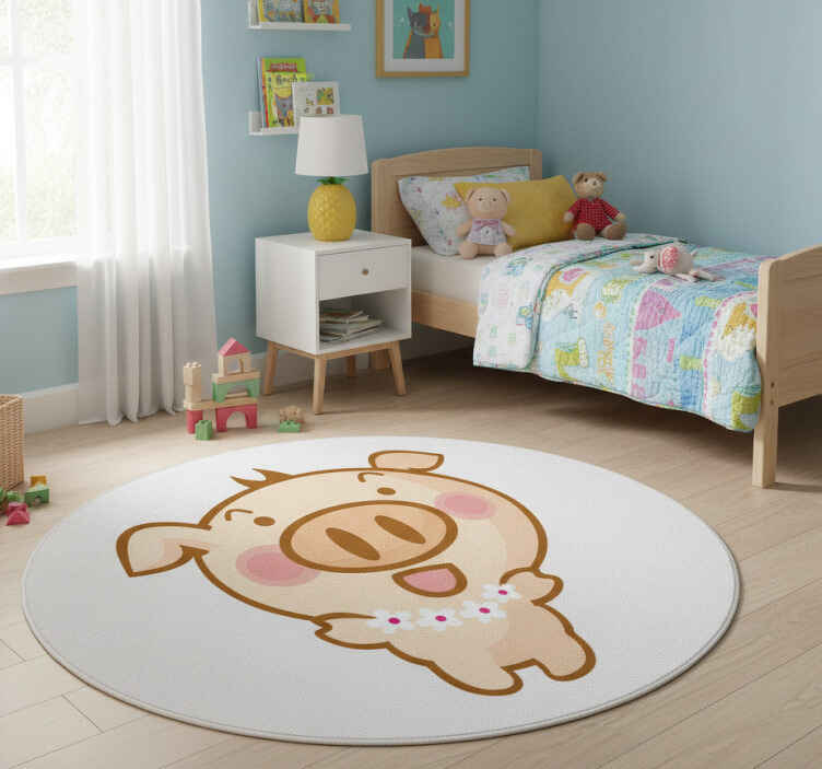 Alfombra vinílica infantil cerdito hawaiano - TenVinilo
