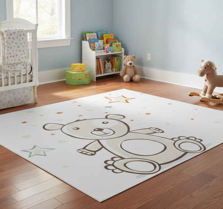 Kids vinyl rug teddy bear with stars - TenStickers