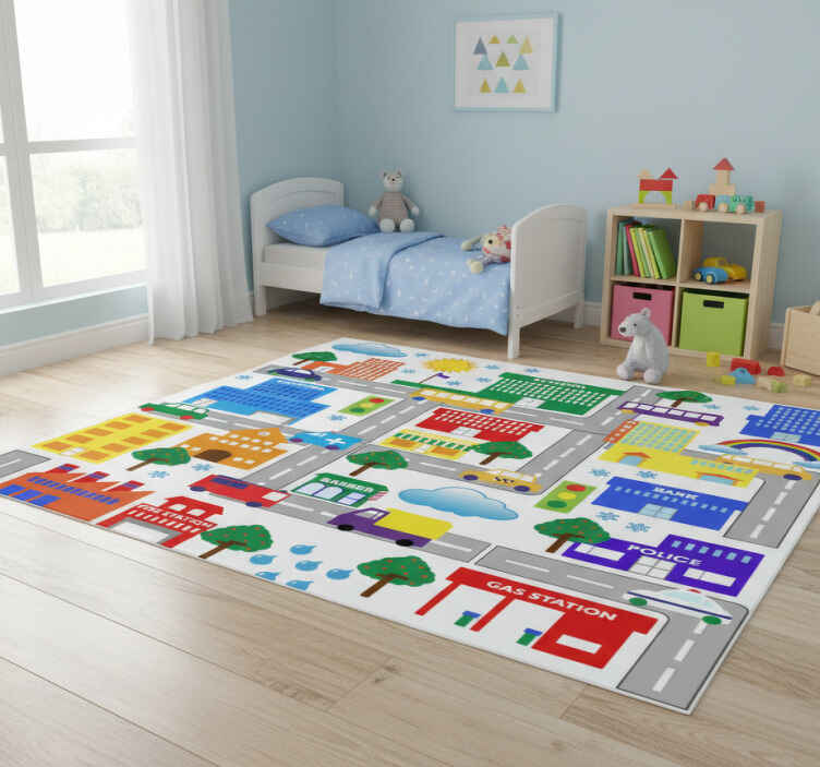 Tapis vinyle pour enfants ville colorée - TenStickers