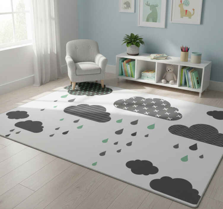 Vinyl teppich kinderzimmer graue regenwolken - TenStickers