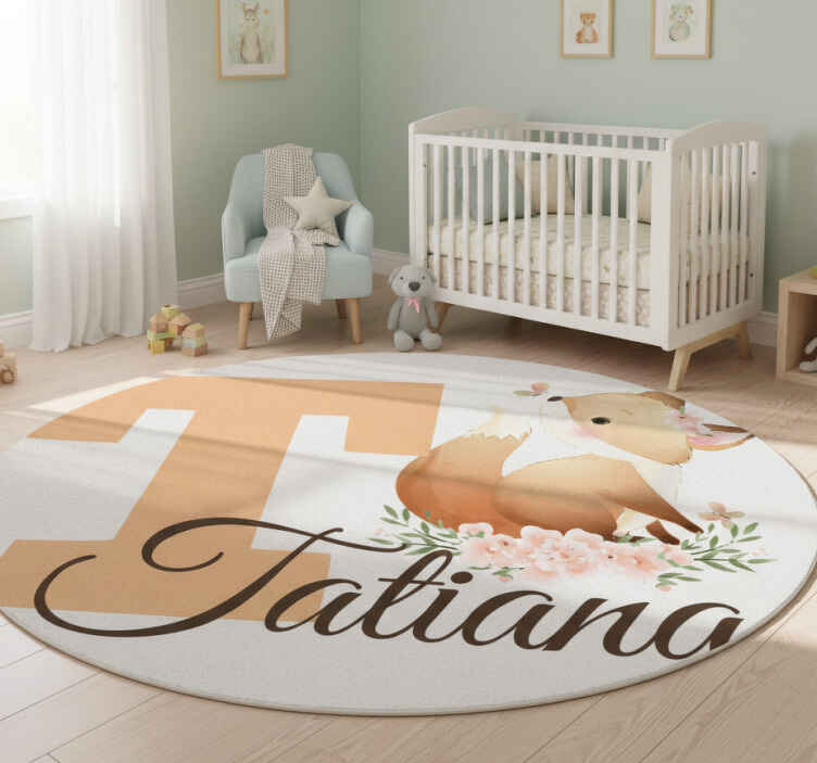 Tapis vinyle pour enfants renard mignon avec nom - TenStickers