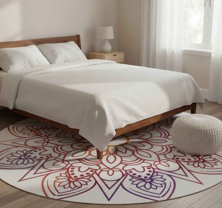 Vivid fiery mandala bedroom vinyl rug - TenStickers