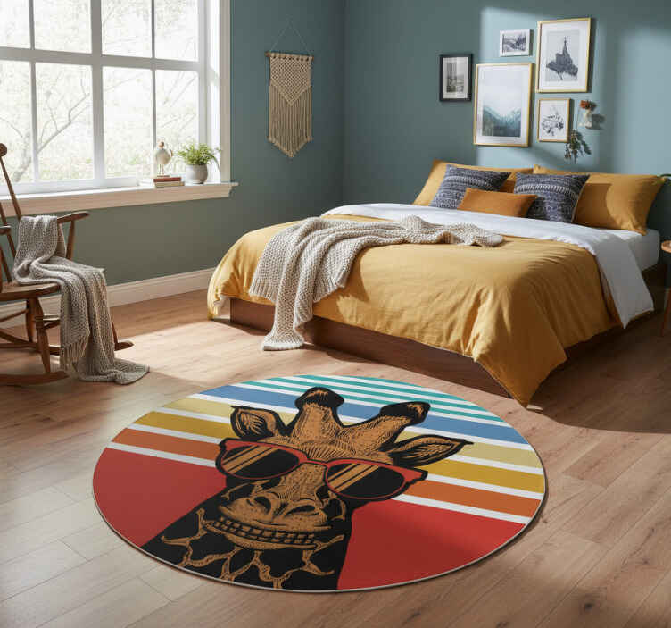 Alfombra vinílica dormitorio jirafa hipster - TenVinilo