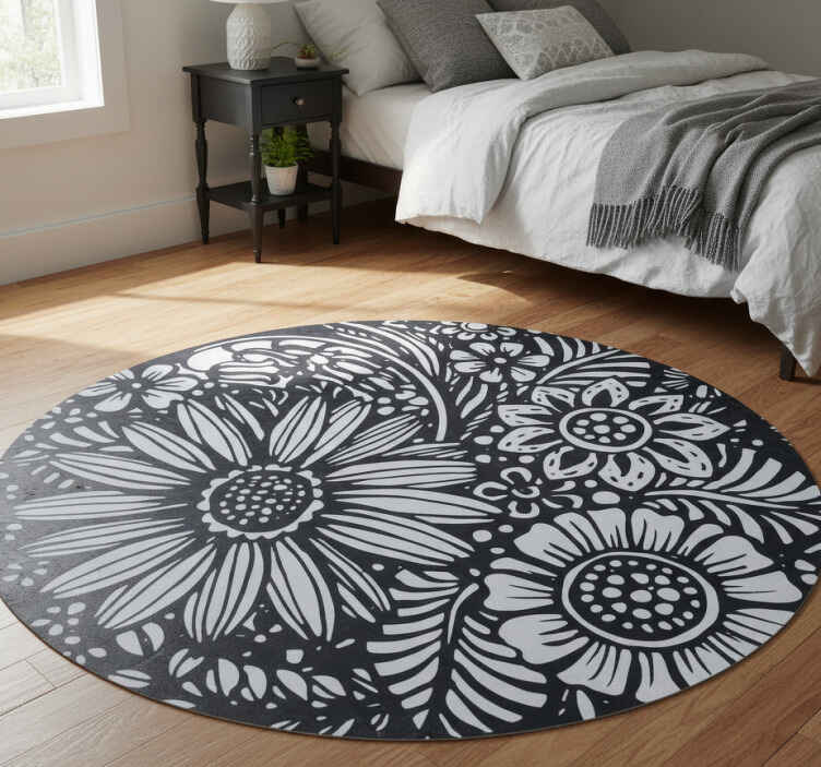 Bedroom vinyl rug with round floral pattern - TenStickers