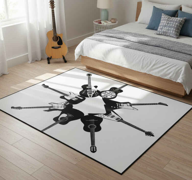 Bedroom vinyl rug with circular guitars design - TenStickers