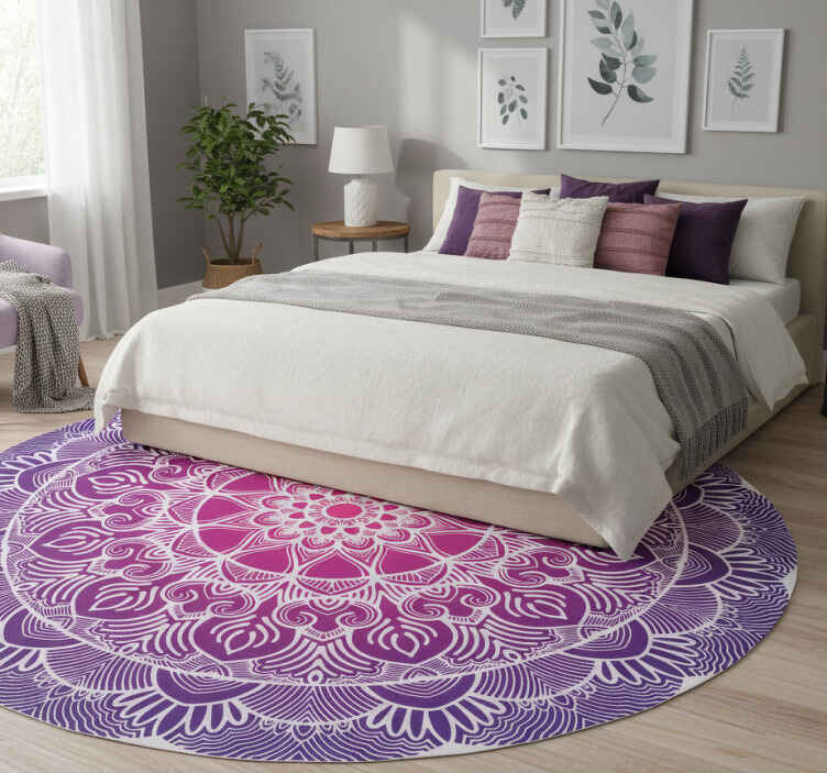 Bedroom vinyl rug purple flower of life mandala - TenStickers