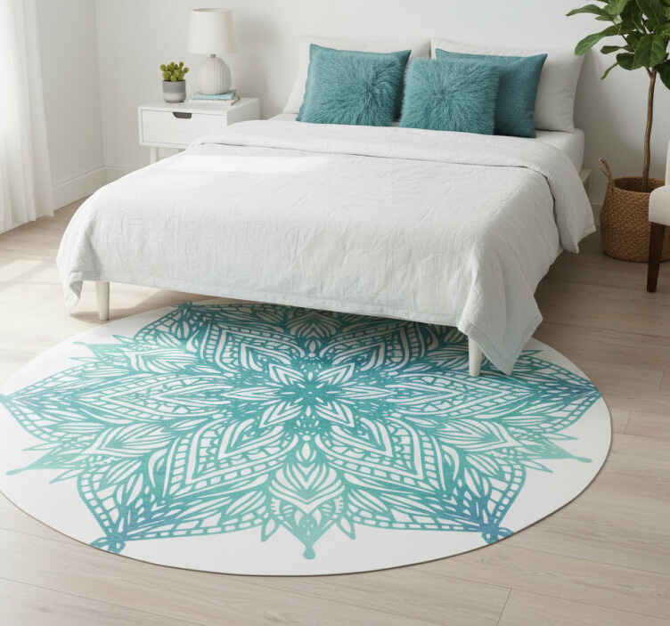 Turquoise mandala bedroom vinyl rug - TenStickers