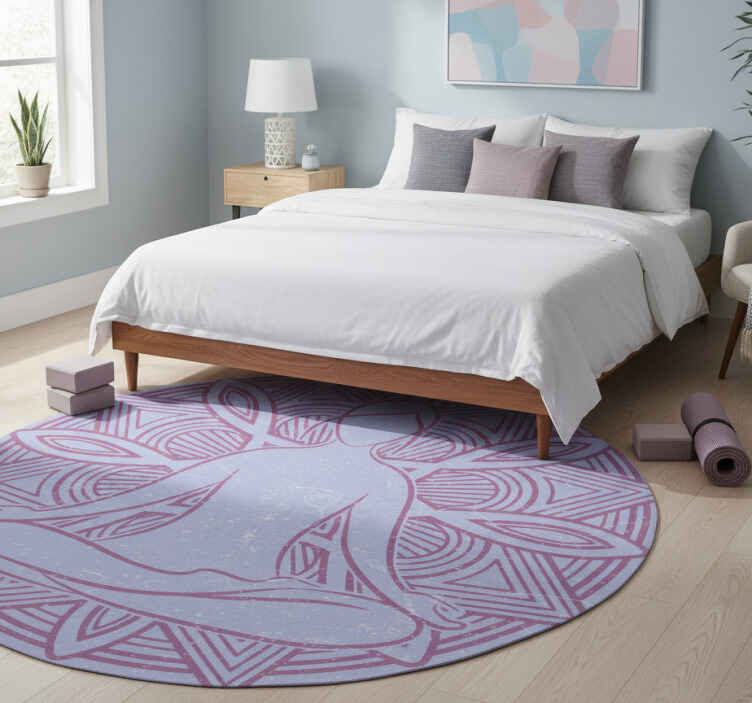 Bedroom vinyl rug with yoga lotus flower design - TenStickers