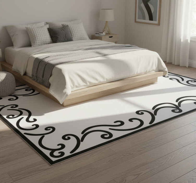 Bedroom vinyl rug in solid tribal design with borders - TenStickers