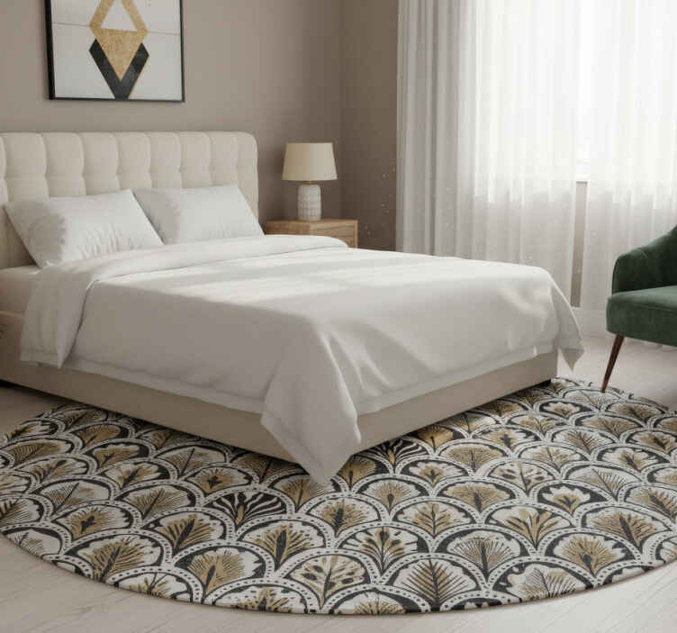 Bedroom vinyl rug with art deco fan design - TenStickers