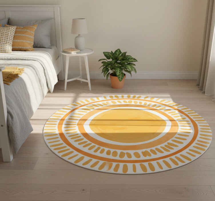 Vinyylimatto makuuhuoneeseen piirretty keltainen aurinko - Tenstickers