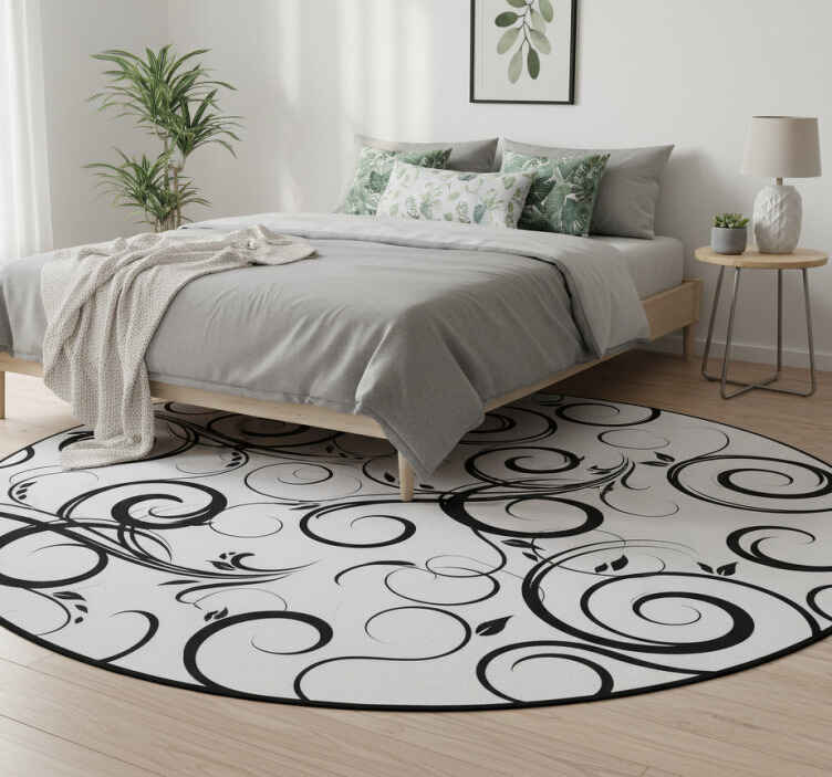 Bedroom vinyl rug decorative filigree plant adhesive - TenStickers